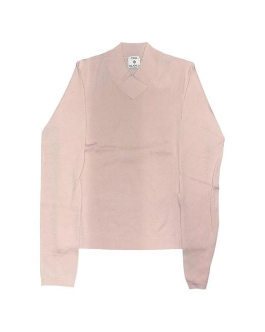 Casablanca Pink V-Neck Long-Sleeve Sweater