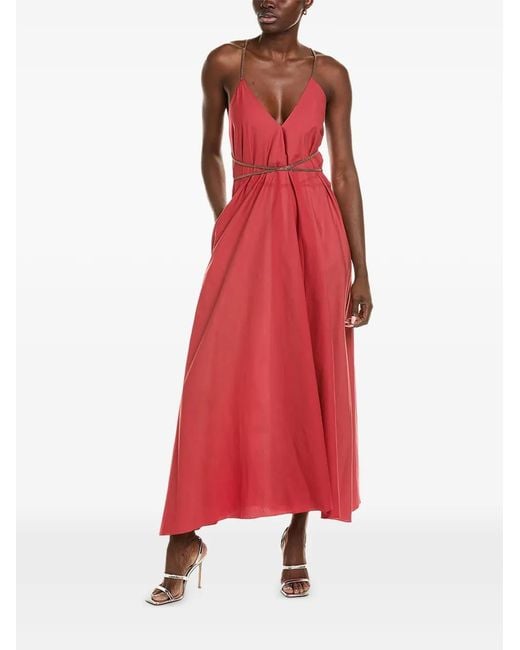 Brunello Cucinelli Maxi Criss-Cross Back Flared Dress