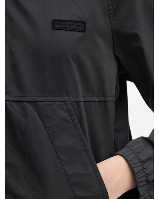 ARMANI EXCHANGE Black Logo-Patch Hooded Jacket