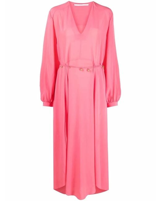 Stella McCartney Pink Organic Silk Belted Dress