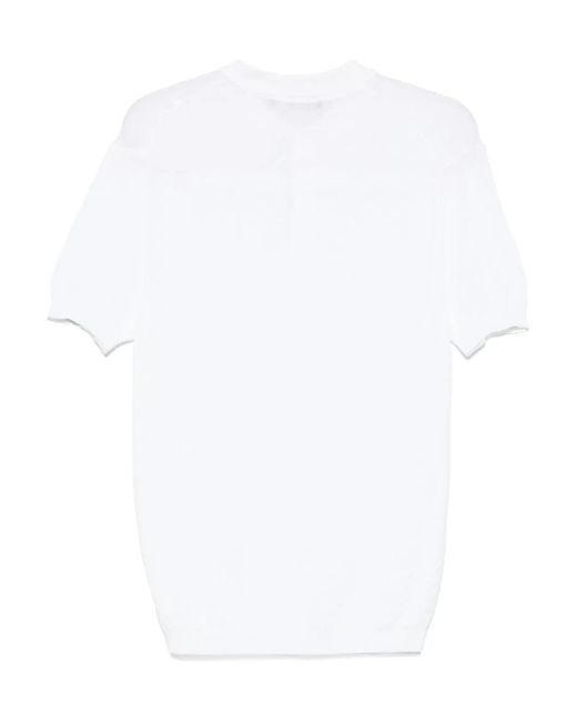 Low Brand White Interwoven Polo Shirt for men