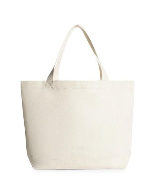Maison Kitsuné White Double Fox Head Tote Bag