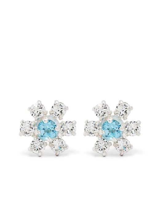 Wouters & Hendrix Blue Flower-Shaped Stud Earrings