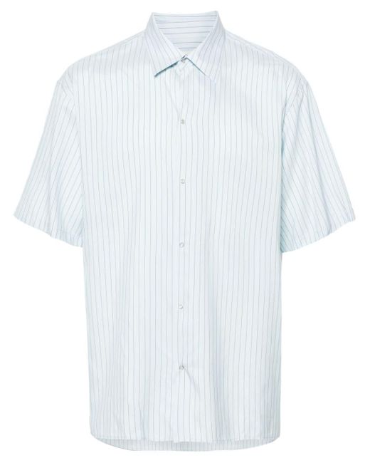 Lanvin Pinstriped Press-stud Shirt in het White voor heren