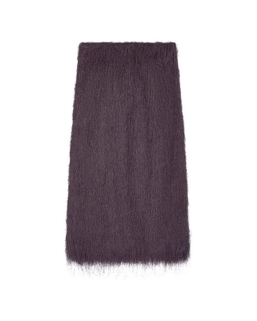 【美品】ドリスヴァンノッテン　ベロア　パープル ひざ丈スカート Dries Van Noten レディース パープル フリンジ スカートの通販はau