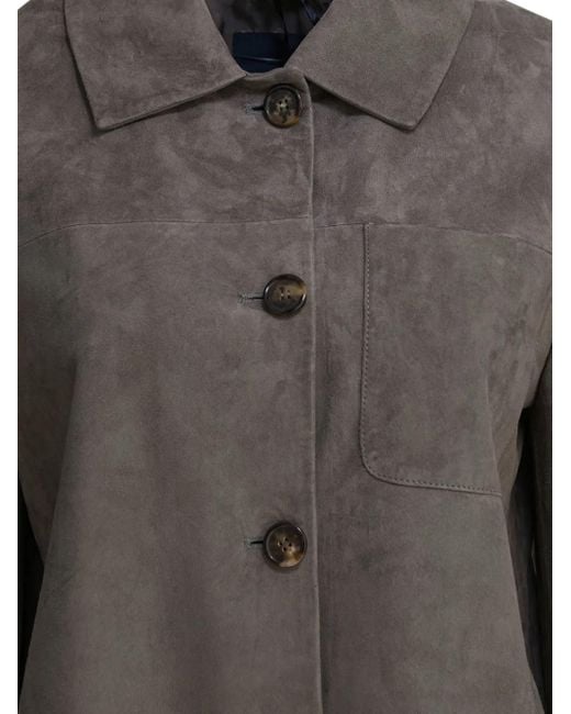 Max Mara Black Button-Fastening Suede Jacket