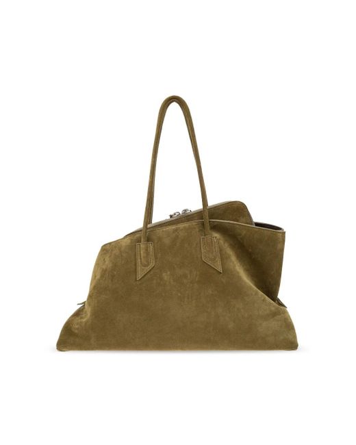 The Attico Green Suede Handle Tote Bag 'La Passeggiata Medium'