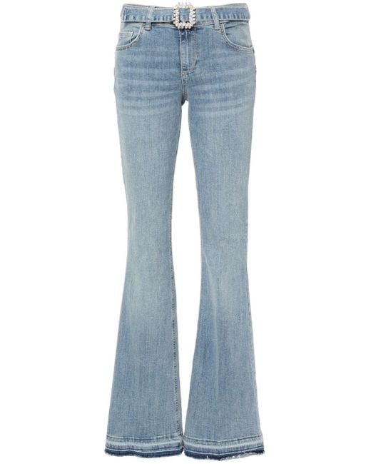 Liu Jo Blue Belted Mid-rise Flared Jeans