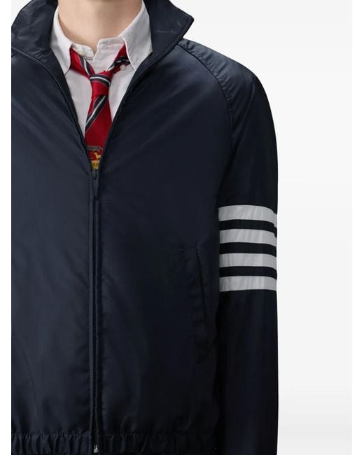 Thom Browne Blue Shiny Ripstop Raglan 4-Bar Track Jacket for men
