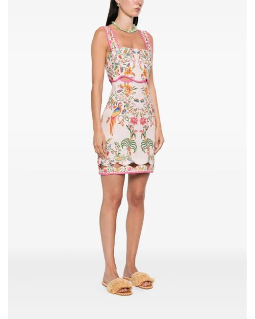 Farm Rio White Floral-Embroidery Mini Dress