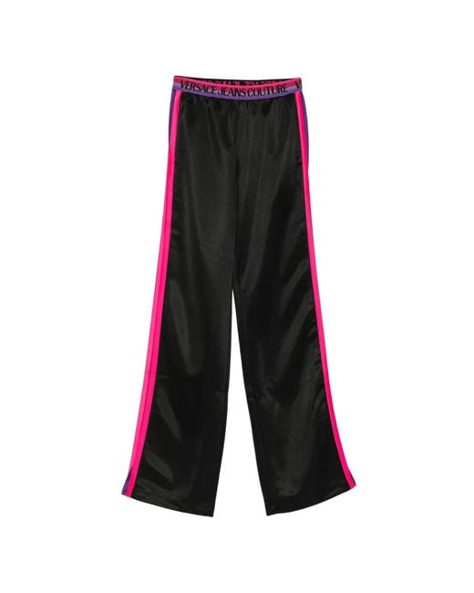 Versace Jeans Couture White Logo-Waistband Side-Striped Track Pants