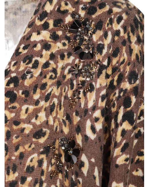 Twinset Brown Leopard-Pattern Cardigan