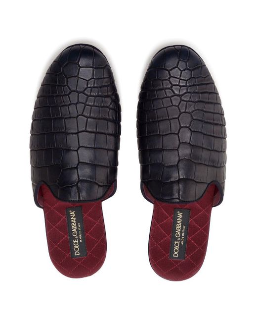 Dolce \u0026 Gabbana Slippers Met Krokodillenleer-effect in het Blauw voor heren  - Lyst