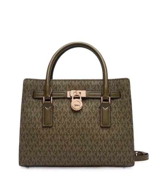 Michael Kors Metallic Logo-Print Padlock-Detail Tote Bag