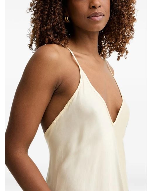 Haveone Natural Back-Tie Flared Asymmetric Dress