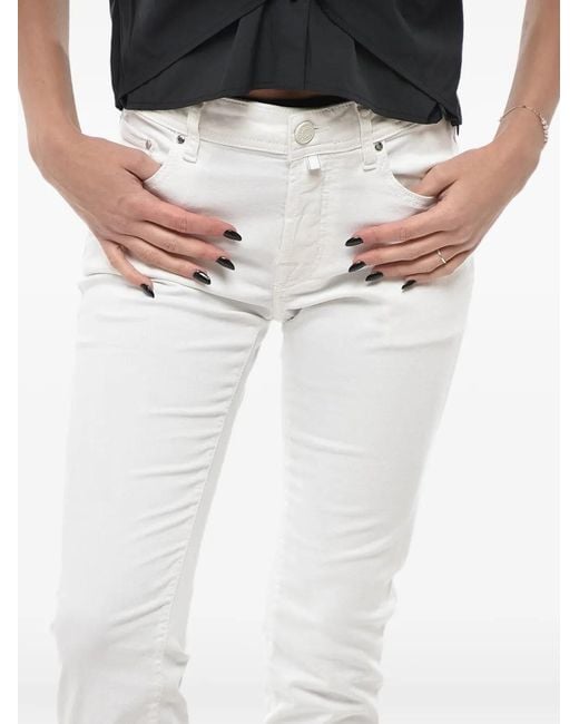 Jacob Cohen White Patch-Detail Straight-Leg Jeans