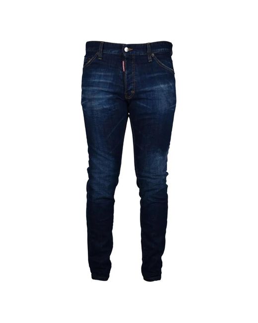 DSquared² Blue Cool Guy Faded-Effect Logo-Patch Jeans for men