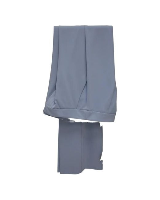 Emme Blue Kaki Pleat-Detail Pressed-Crease Trousers