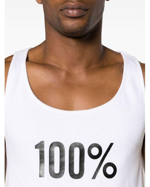 Moschino Geripptes Trägershirt mit Slogan-Print in White für Herren