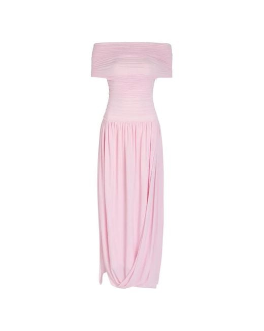 Ronny Kobo Pink Irulan Off-Shoulder Ruched Maxi Dress