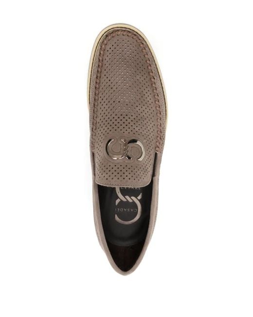 Casadei Gray Perforated Suede Loafers for men