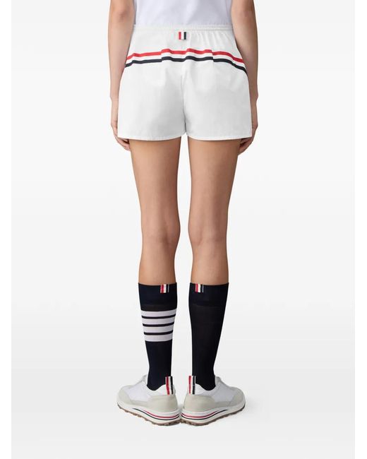 Thom Browne White Drawstring Stripe Shorts