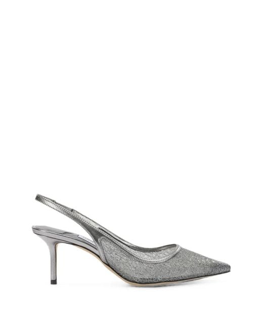 Jimmy Choo White Love Glittered Slingback Pumps