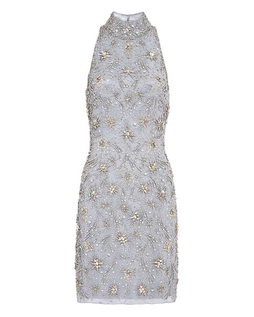 Jenny Packham Gray Verziertes Starry Night Minikleid