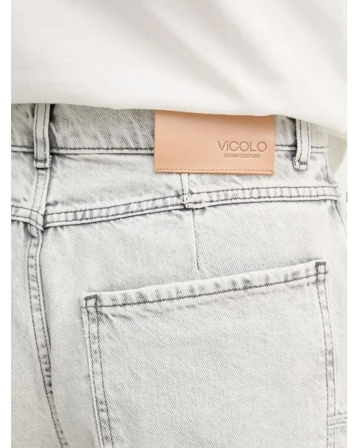 ViCOLO Gray Acid-Wash Wide-Leg Jeans