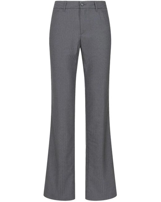 Etro Gray Virgin-Wool Straight Leg Trousers for men