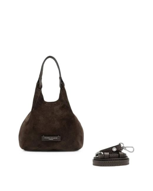 Gianni Chiarini Black Dua Suede Tote Bag
