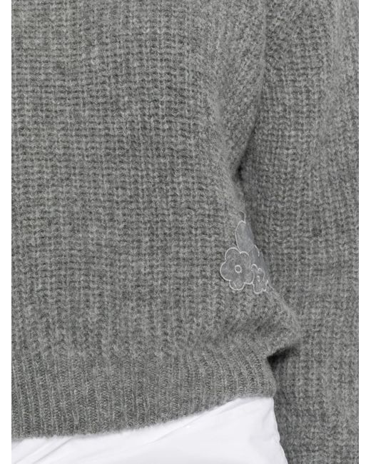 CECILIE BAHNSEN Gray Flower Appliqué Sweater