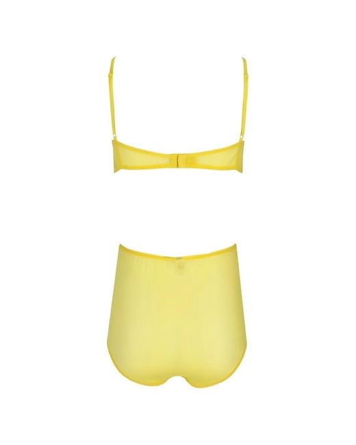 Laura Urbinati Yellow Floral-Lace Briefs