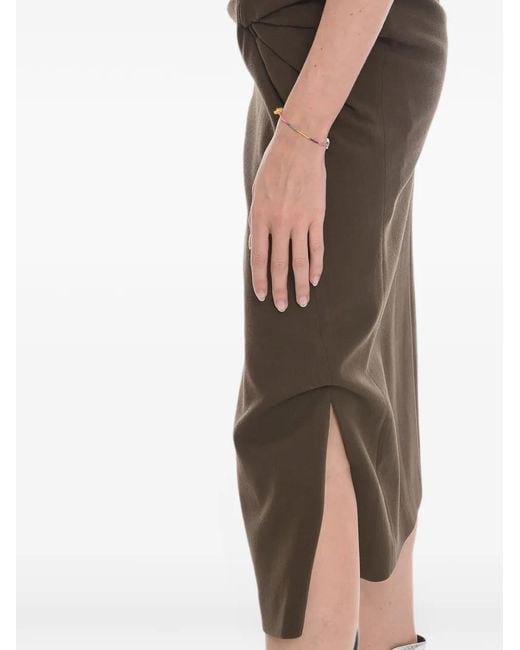 Rejina Pyo Brown Draped Midi Pencil Skirt