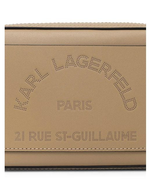 Karl Lagerfeld Brown Logo-Perforated Shoulder Bag