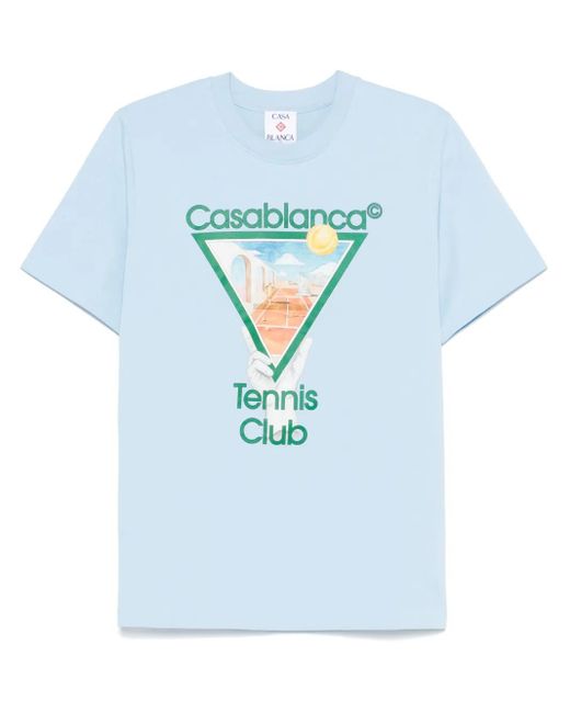 Tシャツ・カットソー Casablanca Casablanca T-shirts and Polos Blue Casablanca Blue Printed Football T-shirt Casablanca