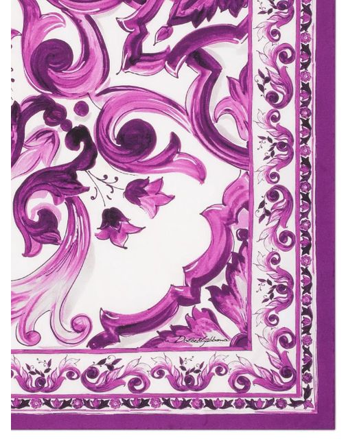 Dolce & Gabbana Purple 'Maiolica' Print Scarf