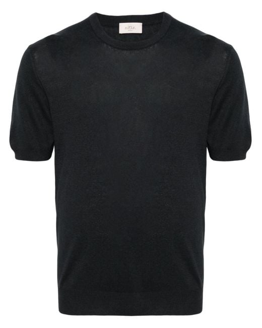 Altea Black Crew-neck Knitted T-shirt for men
