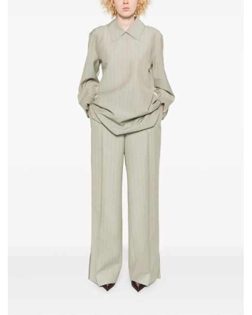 Jil Sander White Pinstripe-Pattern Blouse