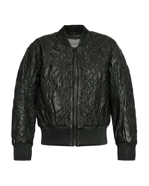 Munthe Black Embroidered-Leather Bomber Jacket