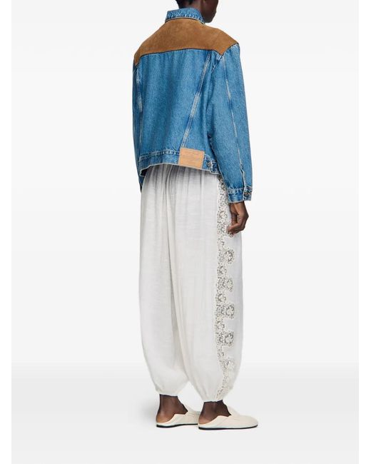 Sandro Blue Denim And Suede Jacket