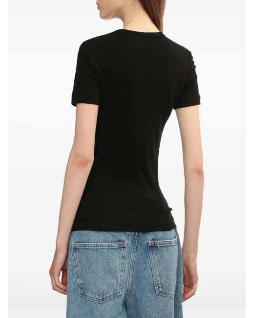Helmut Lang Black Shrunken Ribbed-Knit Top