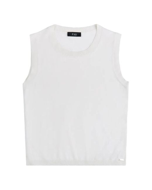 Fay Mouwloze Top in het White