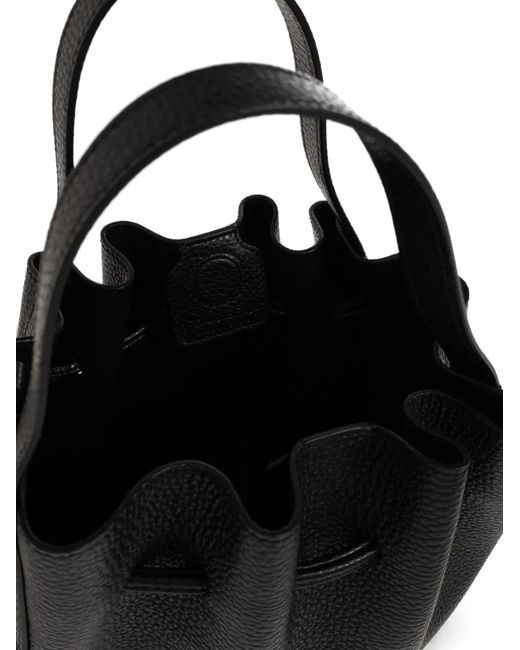 Yuzefi Black Mini Scallop Pebble-Grain Bucket Bag