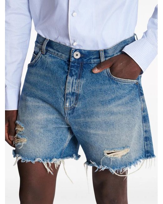 Balmain Blue Denim Shorts for men