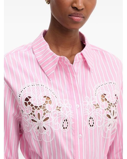 Morgan Pink Broderie-Anglaise Striped Shirt