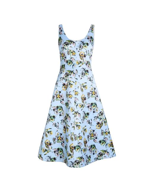 Emilia Wickstead Blue Abella Floral-Print Midi Dress