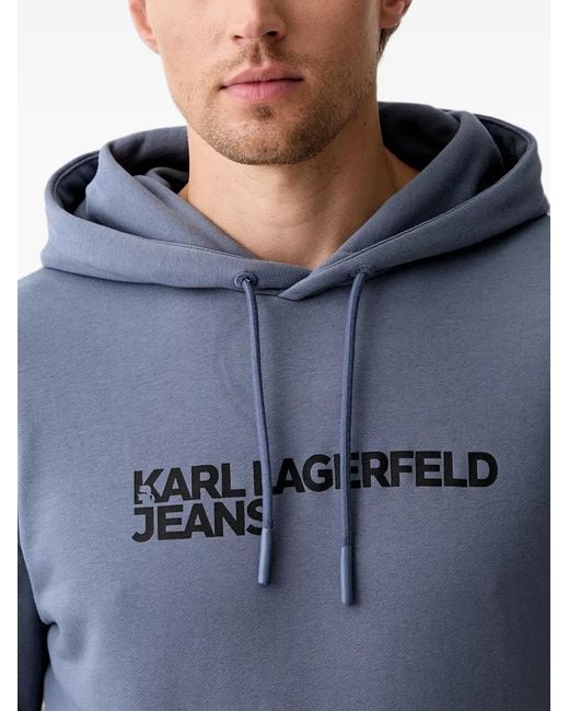 Karl Lagerfeld Blue Logo-Print Hoodie for men