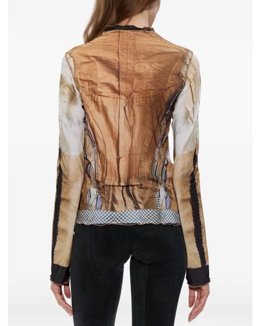 KNWLS Brown Mockneck Buttoned Top