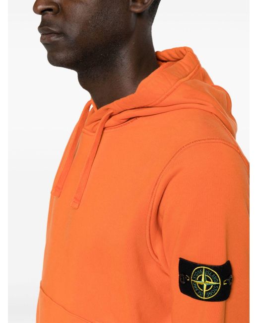 Stone Island Orange Hooded Sweatshirt for men